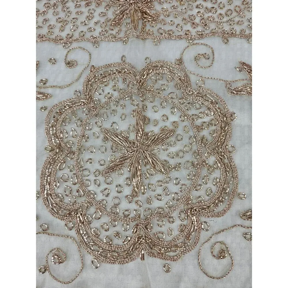 Table Runner and 2 Place Mats Embroidered Gold Beaded Accents, Indian or Persian